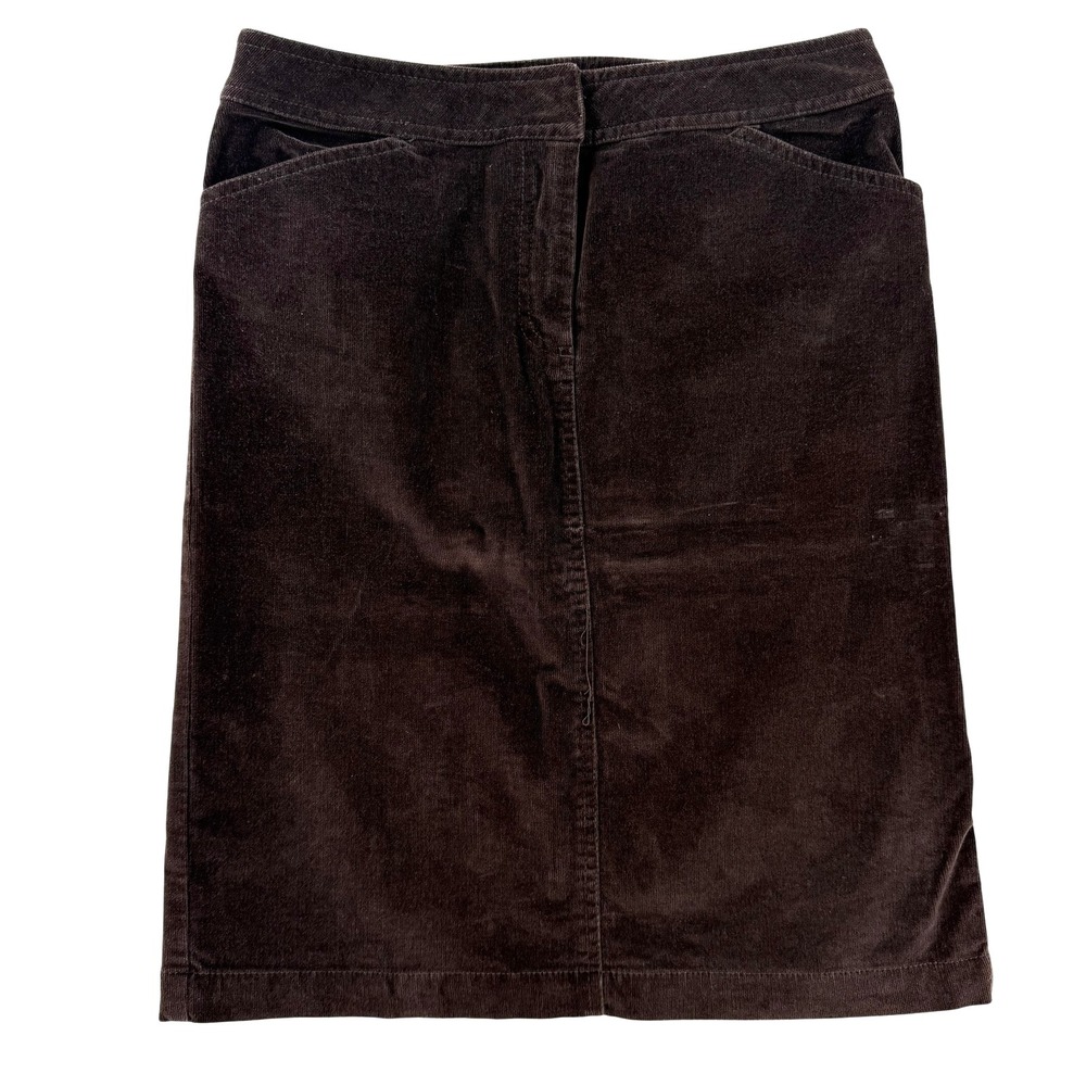 J.Crew Skirt‎ Womens Medium Brown Corduroy Pencil Knee Length Pockets Stretch